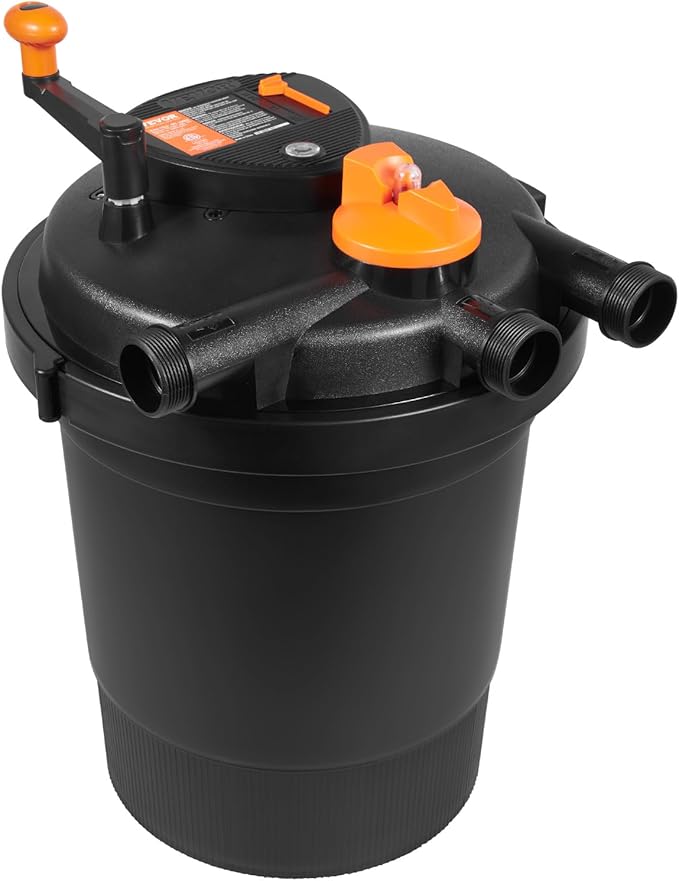 VEVOR Bio Pressure Pond Filter, Up to 3200 Gallons, with 13W UV-C Light, 2630 GPH, Pressurized Biological Pond Filter System Filtration Equipment for Fountain Pool, Koi Fish Aquarium Tank Garden Water