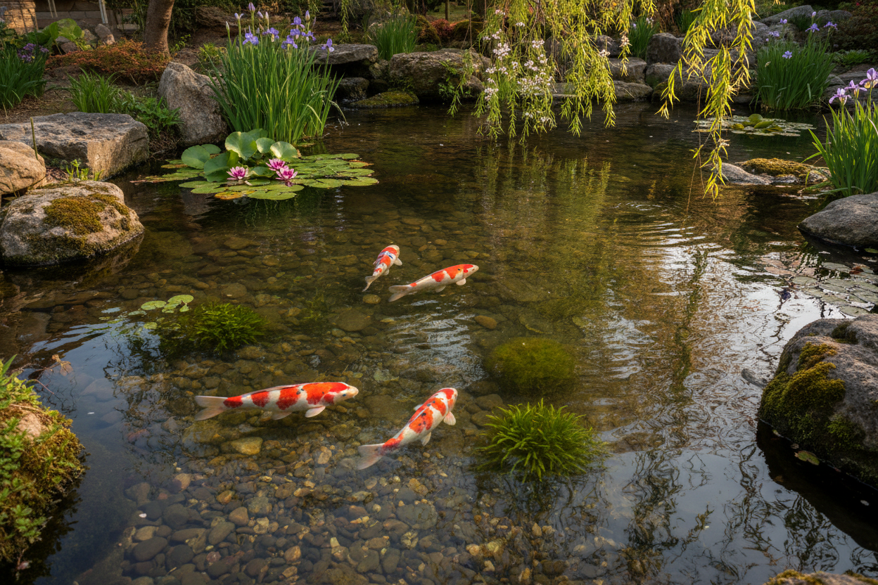 Elegant red and white koi